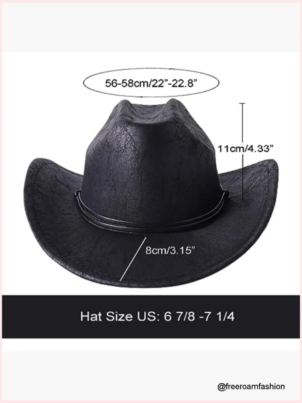 Wide Brim Felt Cowboy Hat with Chin Strap, Adjustable, Unisex Western Hat